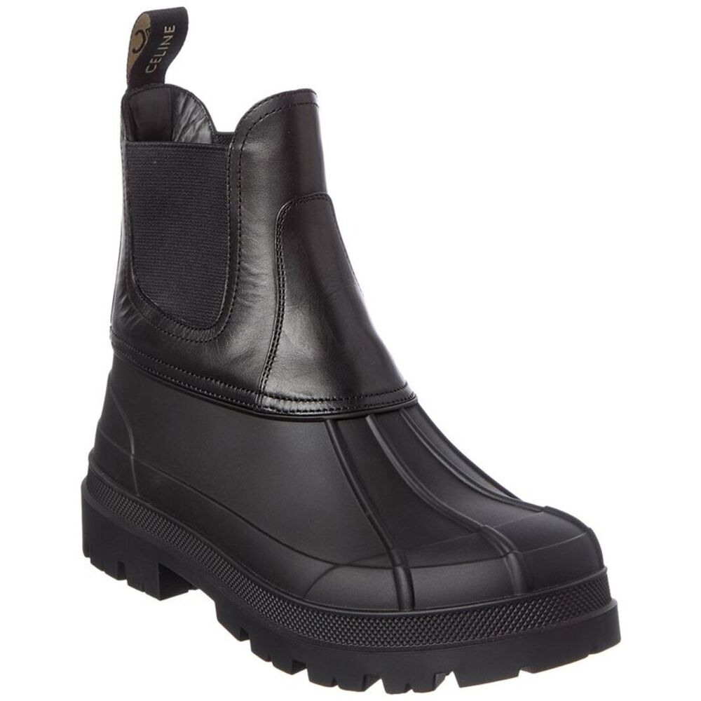 Celine Riley Leather Bootie, Black